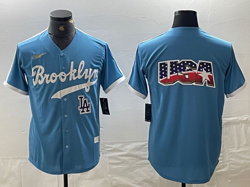 Men Los Angeles Dodgers Blank Light blue Throwback 2024 Nike MLB Jersey style 11